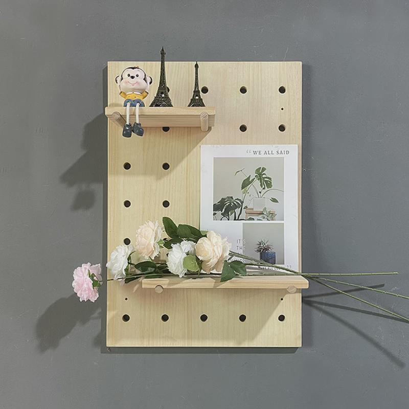Solid wood hole board custom wall tools wall storage bookshelf decoration wood wall storage rack entrance