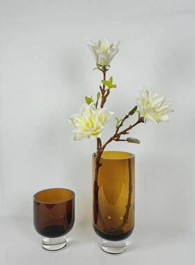 琉璃家用北欧玻璃花瓶不规则轻奢现代高级琥珀样板间办公室售楼处