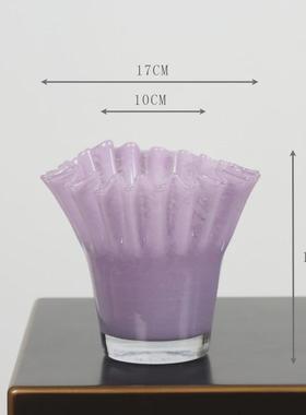 中古风极简甜甜圈绿色琉璃花瓶玻璃高级感陶瓷大小ins风高颜值