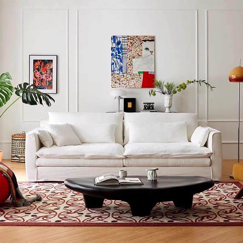 侘寂风亚麻布艺沙发现代可全拆洗法式奶油风超宽坐深羽绒怀抱沙发,淘宝优惠券,粉丝福利购,淘宝优惠卷