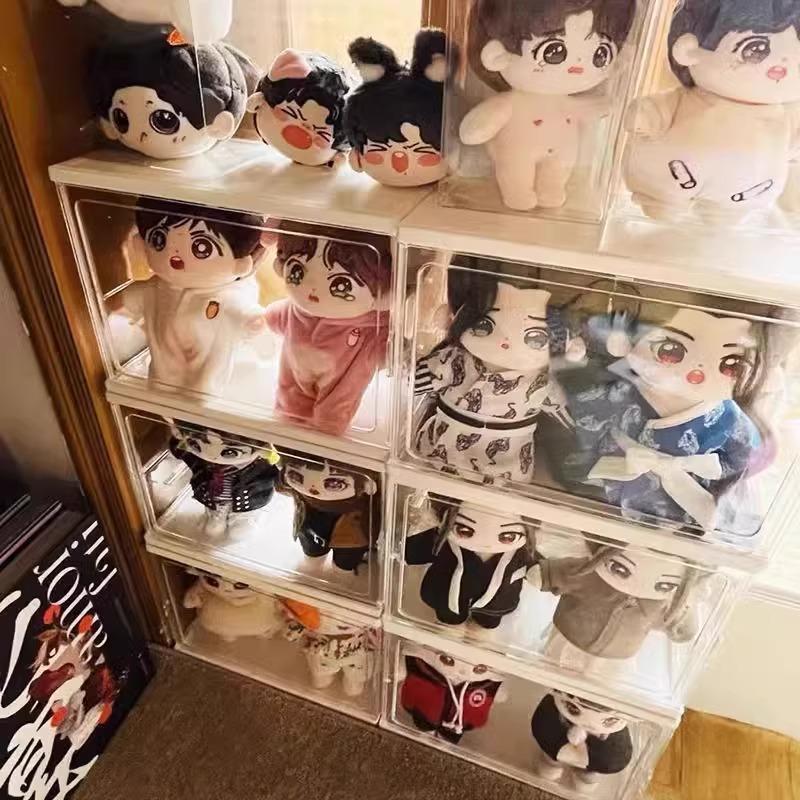 毛绒玩具收纳盒大容量透明亚克力摆件20cm公仔防尘棉花娃娃展示柜 - 图1