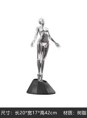 简约现代电镀空山基机械女神人物雕塑艺术摆件家居客厅软装饰品