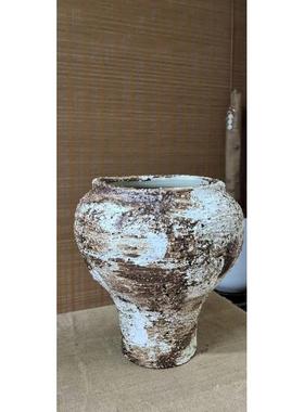 侘陶罐风寂新中式摆件工业风复古干花粗陶瓷花瓶台面玄关民宿文艺