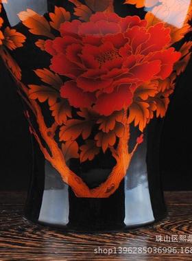 景德镇陶瓷花瓶批发水晶釉礼品瓶客厅办公装饰鱼尾工艺品摆件