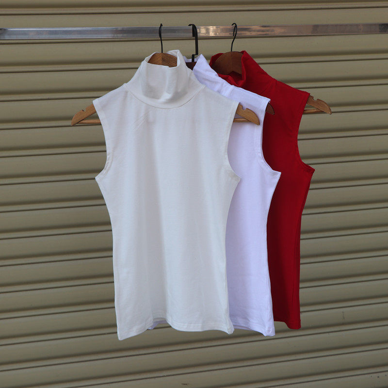 2024白色无袖高领女夏季外穿纯棉紧身内搭健身跑步打底,淘宝优惠券,粉丝福利购,淘宝优惠卷