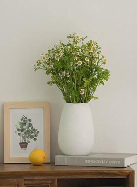 蜀门小口白色简约现代陶瓷花瓶水养鲜花装饰干花客厅插花摆件花器