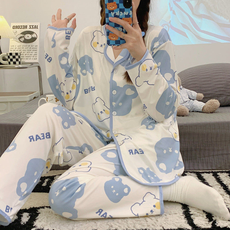 带胸垫春秋月子服产后怀孕期孕妇睡衣春夏季薄款产妇哺乳期居服,淘宝优惠券,粉丝福利购,淘宝优惠卷