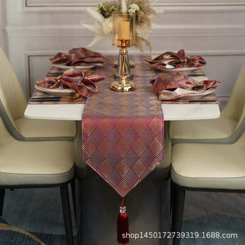 热销桌旗轻奢风格美式高级简约奢华高端长条一体绿色高档茶席加宽 - 图1