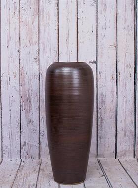 酒店现代落地花瓶陶瓷花插干花花器酒店装饰花艺套装金属釉花盆