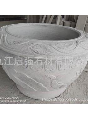 户外景观厂家天然花岗岩石雕花盆花钵天然石头花盆鱼缸摆件供应