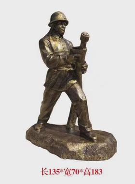 消防员主题玻璃钢仿铜铸铜卡通人物雕塑园林公园广场户外大型摆件