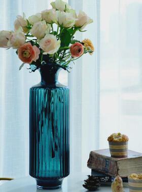 北欧透明玄关装饰简约玻璃花瓶花瓶加厚瓶底创意玻璃装饰摆件