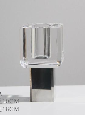 现代北欧样板间民宿客厅玄关书房餐桌台面高脚水晶玻璃花瓶摆件