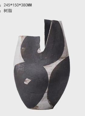 美豹现代简约树脂花瓶摆件售楼部样板房家居客厅餐厅桌面软装饰品