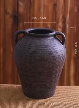 复古花瓶陶罐陶盆粗陶花盆插花花瓶花器禅意日式花瓶客厅装饰摆件