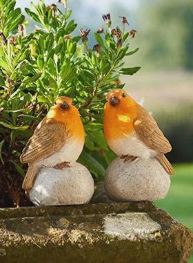 仿真站石头小鸟摆件树脂工艺品户外园林庭院家居装饰花园造景