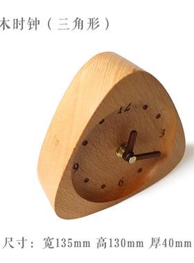 简约实木桌面摆件钟小型钟木质静音座钟台式客厅摆放原木钟表家用