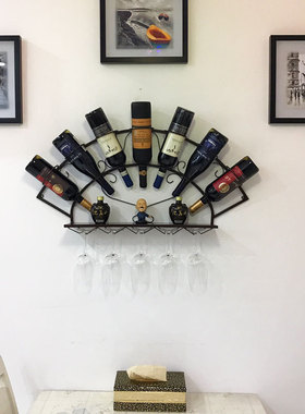 8ksg置物架铁艺壁挂酒架摆件葡萄酒瓶架红酒架批发挂墙悬挂高脚酒