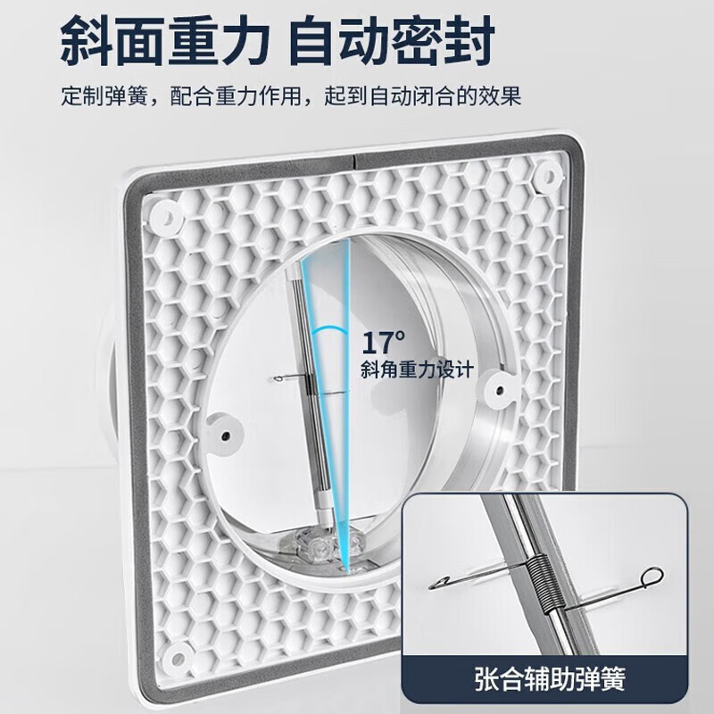 潜水艇卫生间止逆阀排气道管浴霸换气扇75管通用双页止回阀AS100 - 图2