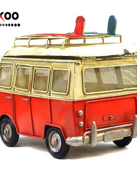 热销手工制作仿古铁皮汽车模型抽纸盒金属工艺装饰品复古铁艺巴士