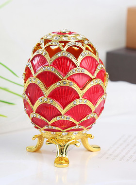 欧式金属鸡蛋首饰盒创意家居摆件饰品收纳盒珠宝盒礼品