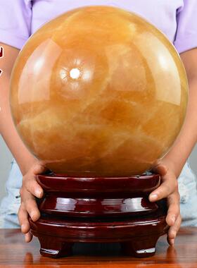 i9ek摆件黄色水晶球圆形天然办公室厨房西北角客厅玄关博古架工艺