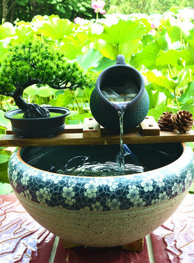 热销庭院新中式鱼缸增氧水循环流水器喷泉出水口装置阳台水池花园