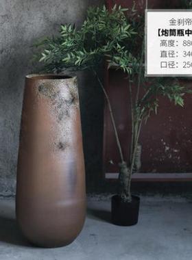 景德镇复古插花北欧现代简约客厅粗陶花盆干花花瓶落地陶罐陶瓷瓶