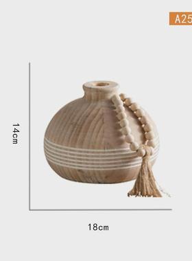 日式复古实木飘窗摆件原木风民宿装饰插花瓶客厅餐桌干花瓶花器