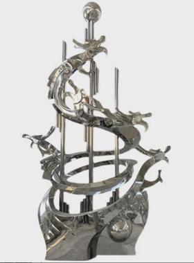 不锈钢雕塑大型厂家假山镂空鹿几何发光小区公园创意水景雕塑