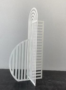 简约现代金属轻奢网格屏风摆件样板间售楼处客厅玄关窒内软装饰品