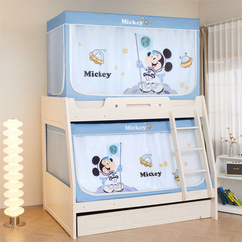 卡通拉链床帘上下铺子母床蚊帐三开门学生宿舍单人蚊帐印花方帐,淘宝优惠券,粉丝福利购,淘宝优惠卷