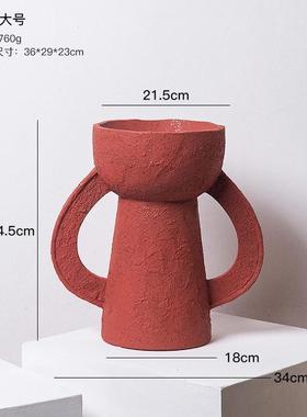 装饰摆件侘寂风抽象艺术哑光黑色树脂花器民宿客厅玄关电视柜现代