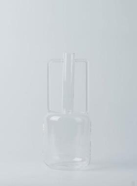 北欧简约创意手把银色透明玻璃壶酒店样板间摆放装饰壶酒具醒酒器