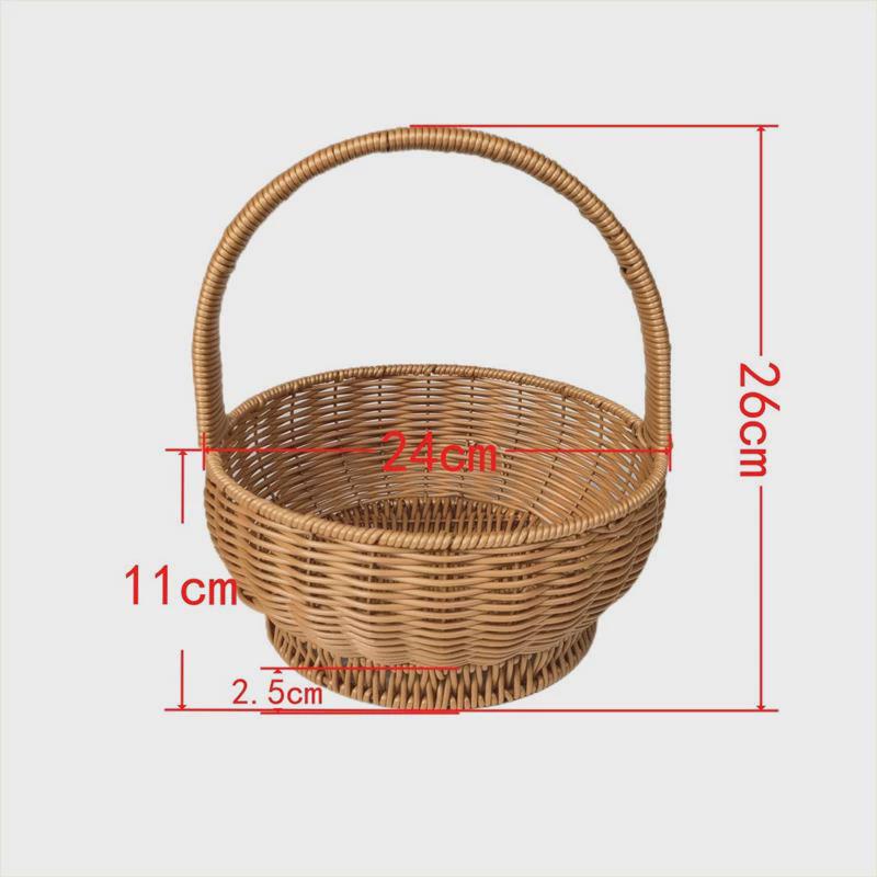 仿藤铁架藤筐提篮竹编手提篮藤编篮子买菜篮子水果篮礼品提篮高脚 - 图0