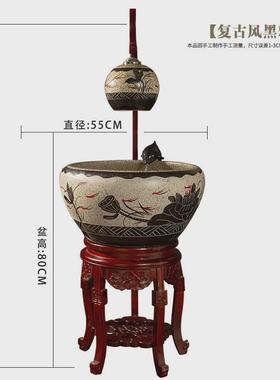 中式创意流水喷泉手绘陶瓷办公室客厅简约装饰鱼缸开业送礼摆件