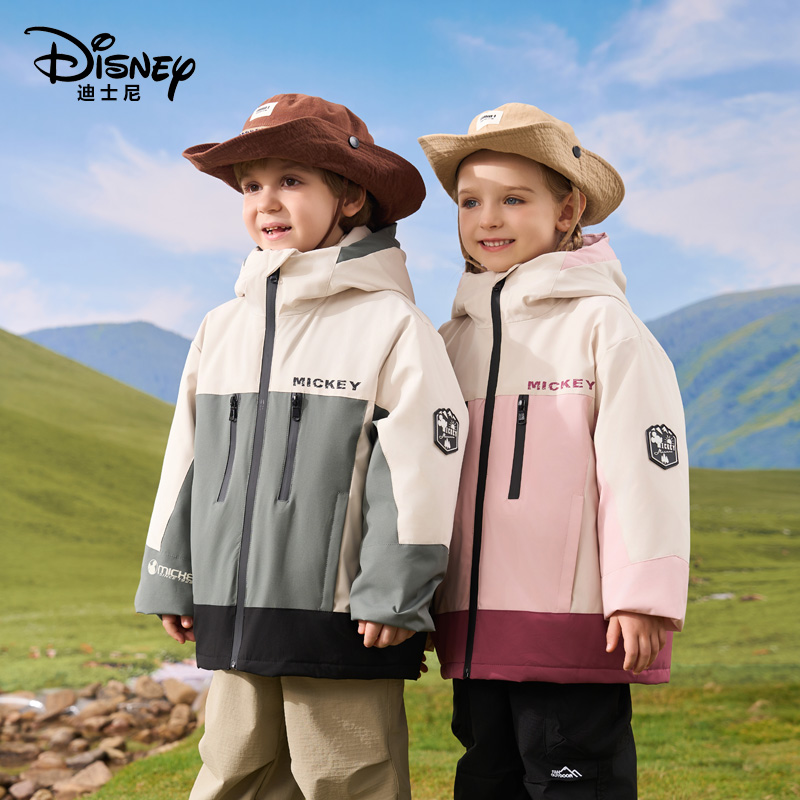 迪士尼儿童羽绒服三合一户外冲锋衣两件套XPR3SA126 - 图1