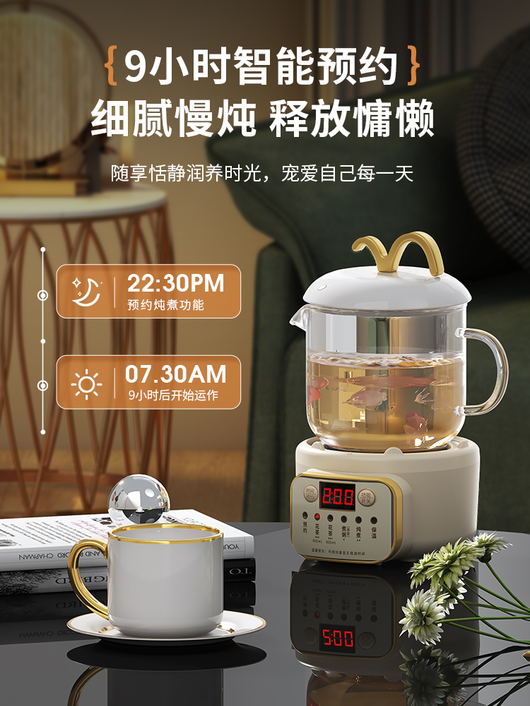 小型办公室养生壶迷你型家用多功能煮茶器水壶煮茶玻璃花茶壶mini-图3