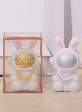 宇航员小夜灯卡通兔子创意礼品床头桌面摆件生日礼物