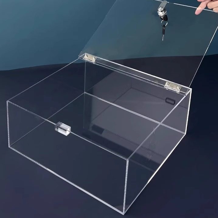 亚克力透明盒子带锁储物盒翻盖带门收纳箱保管箱存放柜防尘展示盒,淘宝优惠券,粉丝福利购,淘宝优惠卷
