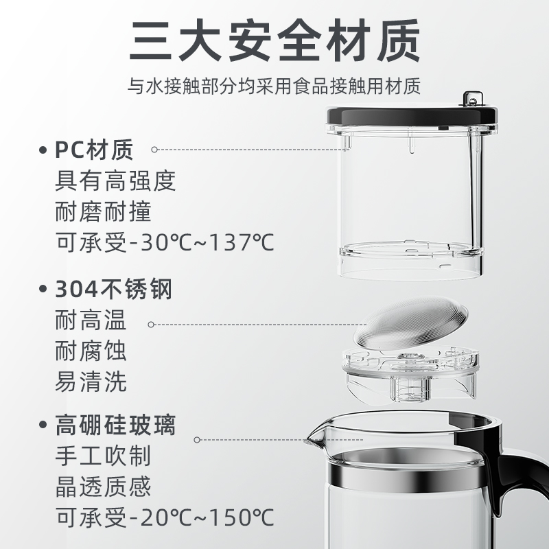 金灶TP-165耐高温玻璃飘逸杯泡茶壶家用冲茶器大容量花茶壶新款 - 图2