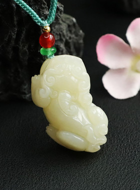 玉金珠宝:天然和田玉吊坠貔貅玉石挂件珠宝f2061704A