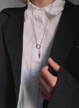 ins日系简约嘻哈几何项链男女小众设计情侣时尚百搭锁骨链卫衣链