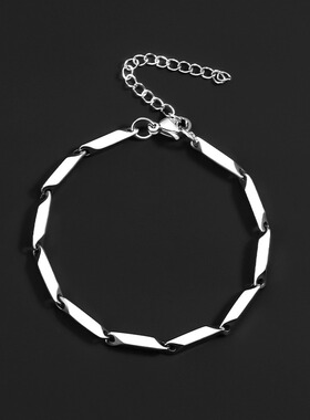 菱形竹节链手链男女潮流百搭手饰简约ins冷淡风情侣款配饰瓜子链