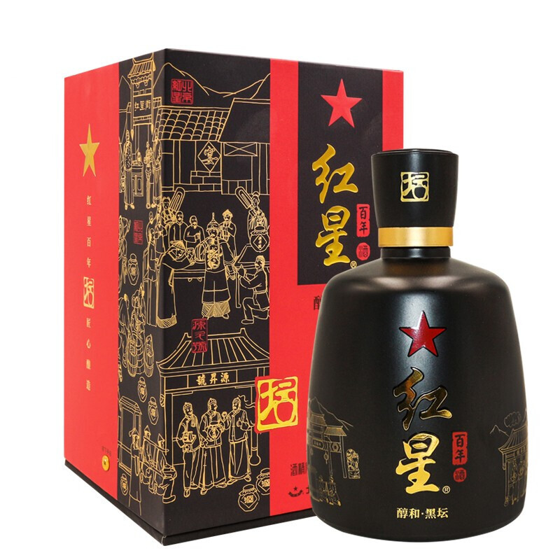 北京红星二锅头白酒百年醇和黑坛浓香型52度500mL*6瓶礼盒整箱装 - 图1