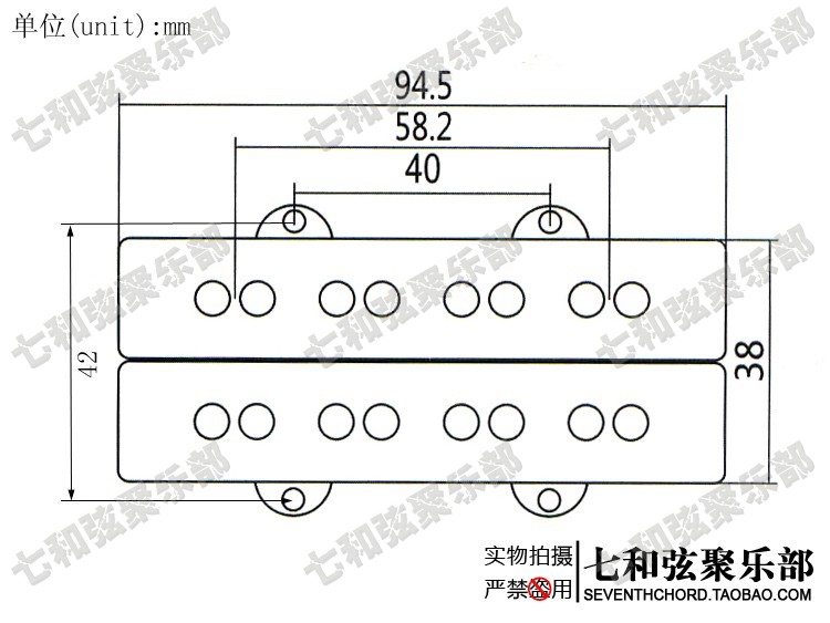 爵士电贝司拾音器开放式贝司双线圈拾音器 JB电贝司BASS拾音器-图2