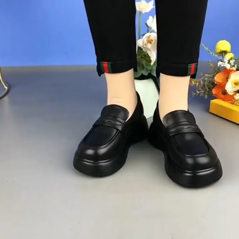 俏大东2025春季新款一脚蹬厚底乐福鞋女松糕软底小皮鞋真皮豆豆鞋,淘宝优惠券,粉丝福利购,淘宝优惠卷