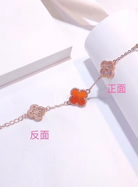 幸运草四叶草手链银曜银饰纯银