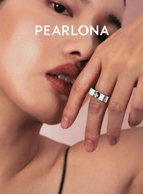 PEARLONA磐石云松小海棠窗贝母开口戒指S925银新中式蒲熠星同款