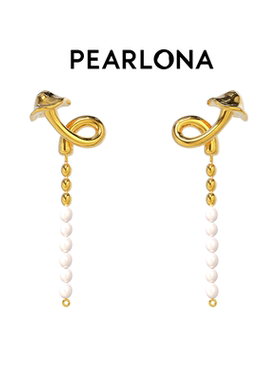 白色珍珠耳环PEARLONA铜